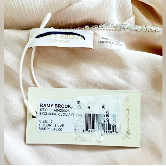 New Ramy Brook Cecilia Sequence Draped Gown